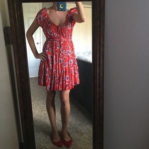 Nostalgia Red Floral Dress